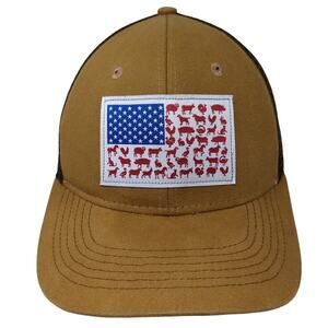 American Flag Snapback Trucker Hat Brown OS Adjustable Mesh Arcadian Outfitters